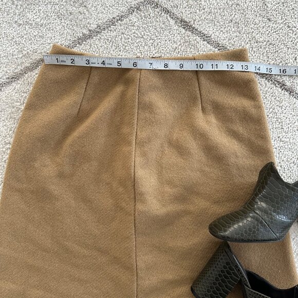 Vintage 70s Tan Wool-Blend A-Line Mini Skirt Sz 26 - Picture 4 of 6